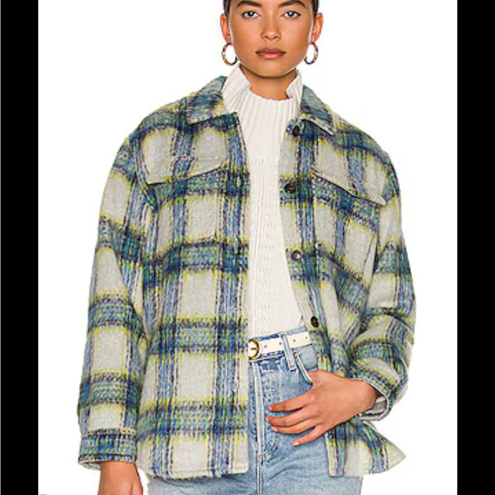 Rails Gray and Blue Utility Jacket Cozy Oversized Fit